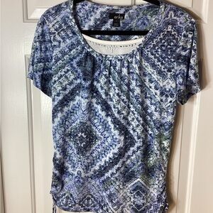 Erika Blue Patterned Women's Top Sz M